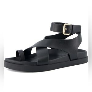 CUSHIONAIRE Ankle Wrap Adjustable Strap Platform Sandals 9W